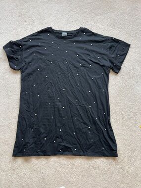 Black Embellished Tee-shirt Dress